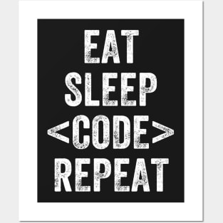 Eat Sleep Code repeat Posters and Art